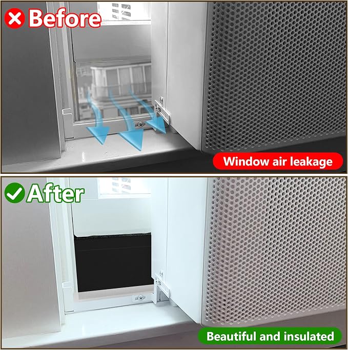 4 Pack Air Conditioner Foam Block, Window AC Side Foam Block Kit with Foam Strip and Tape, Insulated Foam Panel for U-Shaped