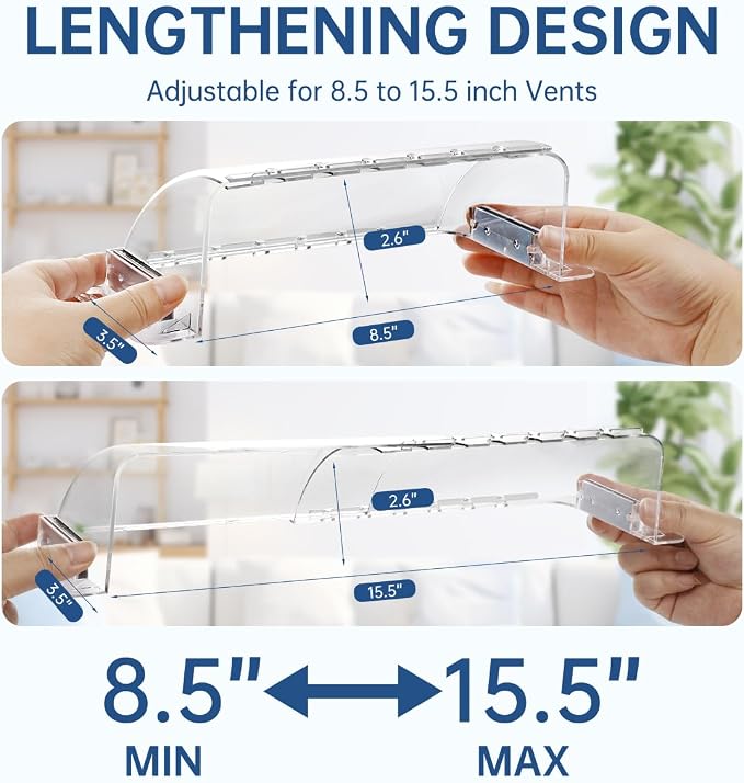 4-Pack Air Vent Deflector 8.5 to15.5 Inches, Aerospace-Grade Plastic (5-Meter Drop Resistant), 200% Stronger, alternate view