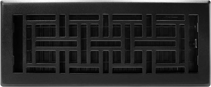 (4-Pack) AJH412-BLK Oriental Floor Register, 4x12 Inches, Textured Black Finish, alternate product view 2
