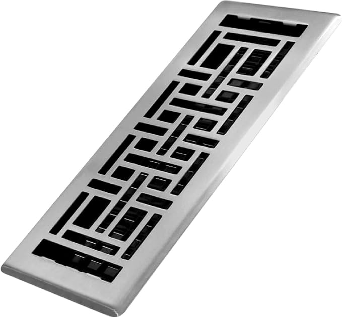 (4-Pack) AJH412-NKL Oriental Floor Register, 4x12 Inches, Brushed Nickel Finish, alternate product view 2