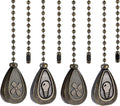 4 Pack Bronzed Ceiling Fan Pull Chain Extension, 12 Inches Classic Drop Shaped Pendant Pull Chains for Ceiling Fans and