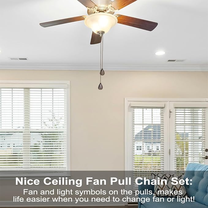 4 Pack Bronzed Ceiling Fan Pull Chain Extension, 12 Inches Classic Drop Shaped Pendant Pull Chains for Ceiling Fans and