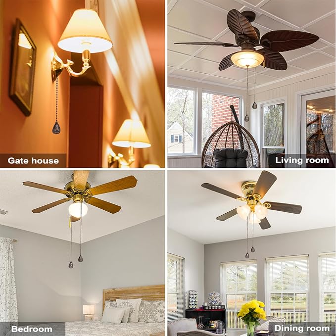 4 Pack Bronzed Ceiling Fan Pull Chain Extension, 12 Inches Classic Drop Shaped Pendant Pull Chains for Ceiling Fans and