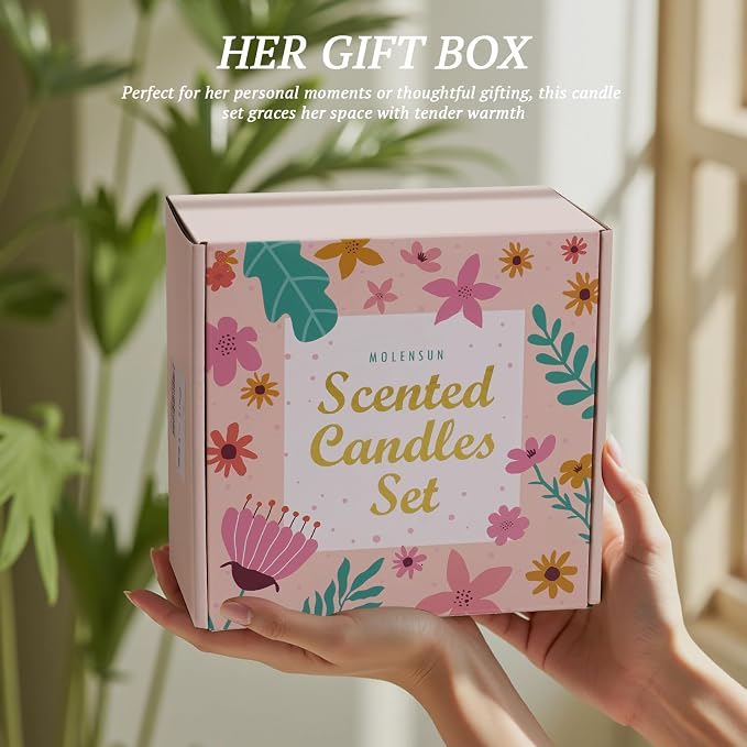 4 Pack Candles for Home Scented, 28 oz Long Lasting Candles, Soy Candle Set Gift for Women - Lavender Thyme/Lemon