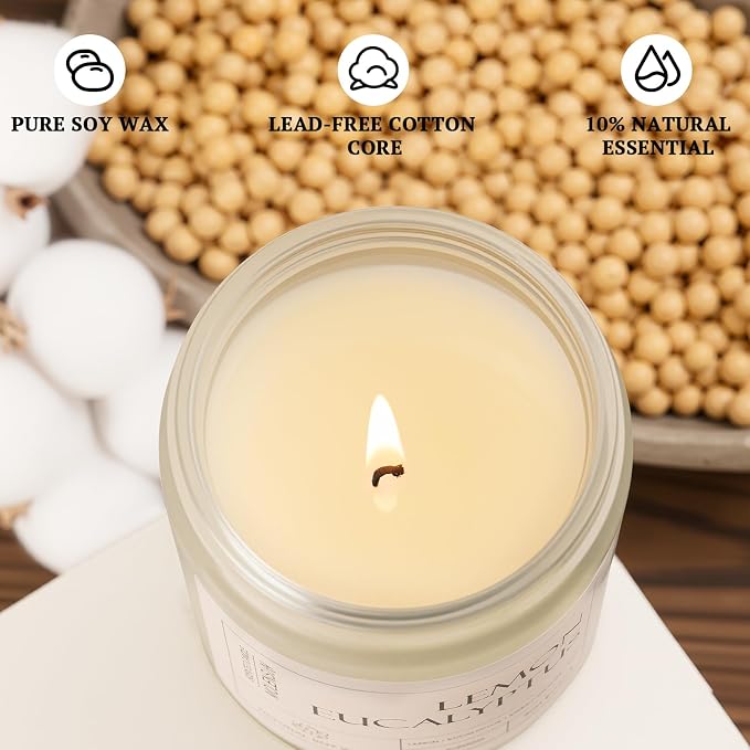 4 Pack Candles for Home Scented, 28 oz Long Lasting Candles, Soy Candle Set Gift for Women - Lavender Thyme/Lemon