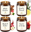 4 Pack Candles for Home Scented, 28oz Soy Candle Set, Scented Candles with Apple Cinnamon, Fir Balsam, Mulled Cider, product