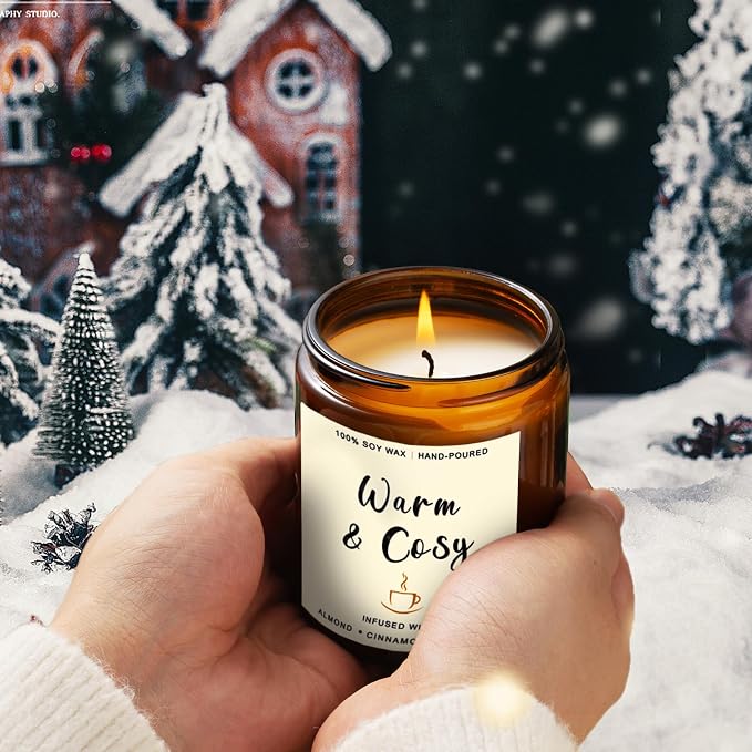 4 Pack Candles for Home Scented, 28oz Soy Candle Set, Scented Candles with Apple Cinnamon, Fir Balsam, Mulled Cider