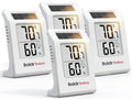 4-Pack Digital Hygrometer Thermometer, Solar Power with Battery Backup Temperature and Humidity Monitor, Mini Room