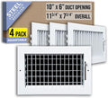 4 Pack] Fits 10x6 Duct Opening Steel Adjustable Air Supply Grille by | Register Vent Cover Grill for Sidewall and Ceiling |