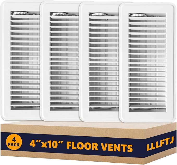 4 Pack Floor Vent Covers, Floor Register 4" x 10", Adjustable Decorative Vent Covers for Home Floor, Ceiling or