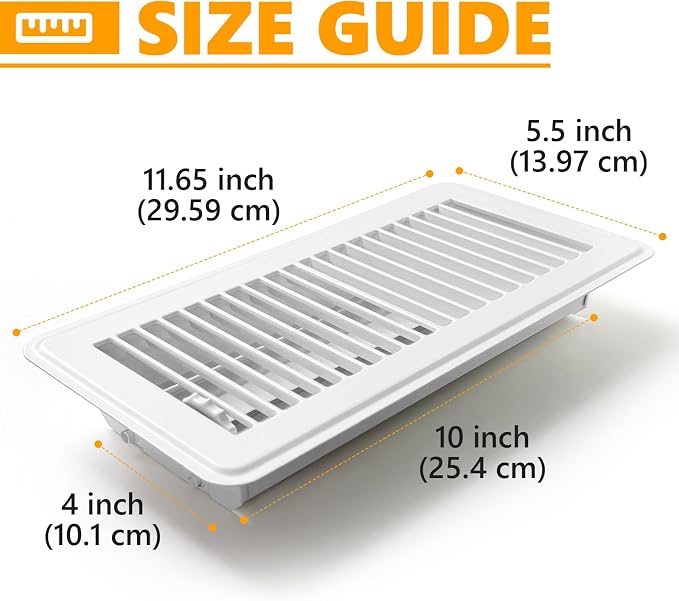 4 Pack Floor Vent Covers, Floor Register 4" x 10", Adjustable Decorative Vent Covers for Home Floor, Ceiling or, alternate