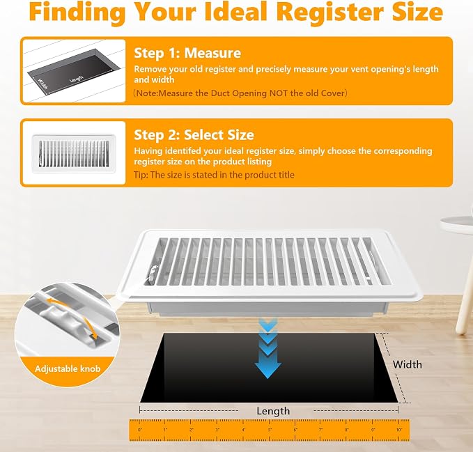 4 Pack Floor Vent Covers, Floor Register 4" x 10", Adjustable Decorative Vent Covers for Home Floor, Ceiling or, alternate