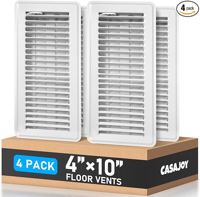 4 Pack Floor Vents Floor Registers 4x10 inch,Heavy Duty Floor Air Vent Covers for Home Floor Sidewall, Rust Proof Finish