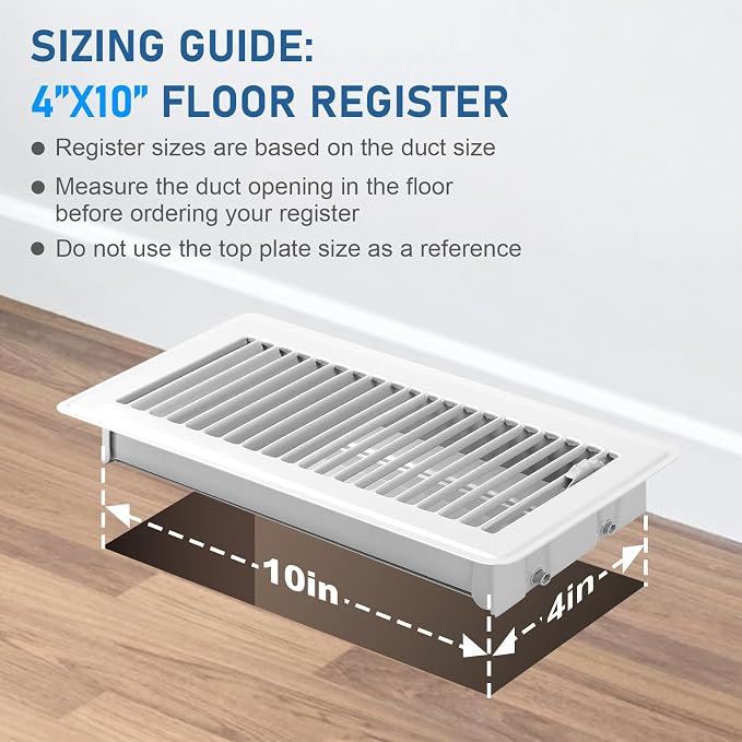 4 Pack Floor Vents Floor Registers 4x10 inch,Heavy Duty Floor Air Vent Covers for Home Floor Sidewall, Rust Proof Finish