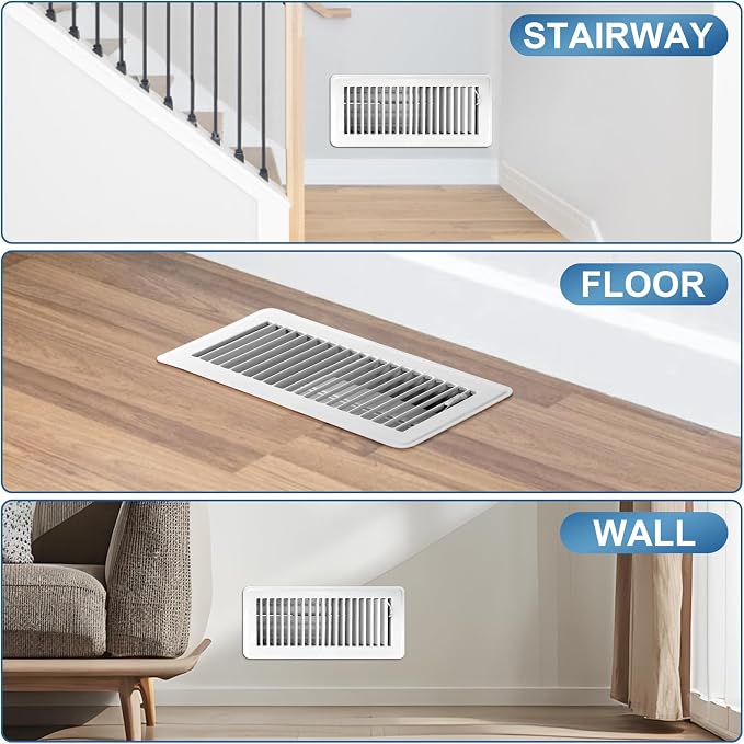 4 Pack Floor Vents Floor Registers 4x10 inch,Heavy Duty Floor Air Vent Covers for Home Floor Sidewall, Rust Proof Finish