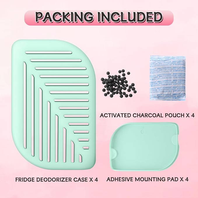 4 Pack Fridge Deodorizer Odor Eliminator, Activated Charcoal Air Freshener Leaves Shaped Fridge Smell Eliminator for