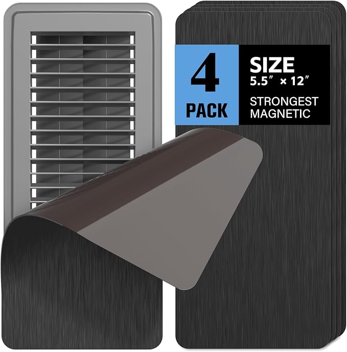 4 Pack High Strength Magnetic Vent Covers 5.5" x 12" Metallic Stronger Magnet Air Vent Cover Universal Vent Covers for Home