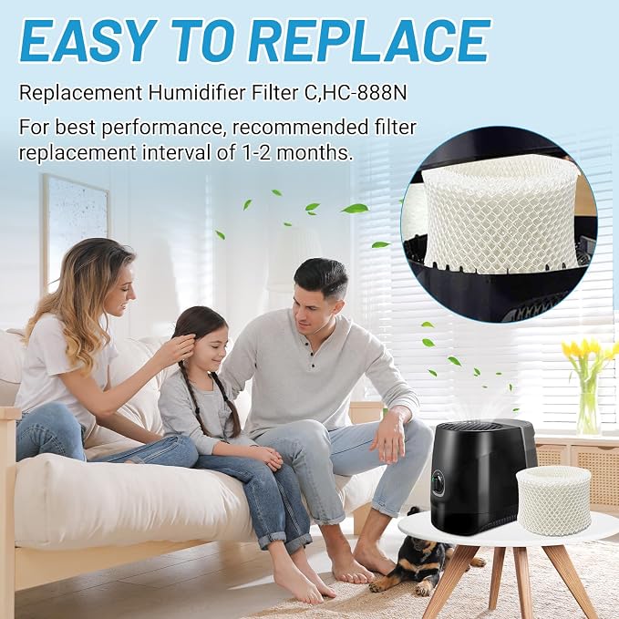 4 Pack Humidifier Wicking Filters Compatible with HC-888, HC-888N, Filter C, HCM-890, HEV-320 Series, alternate