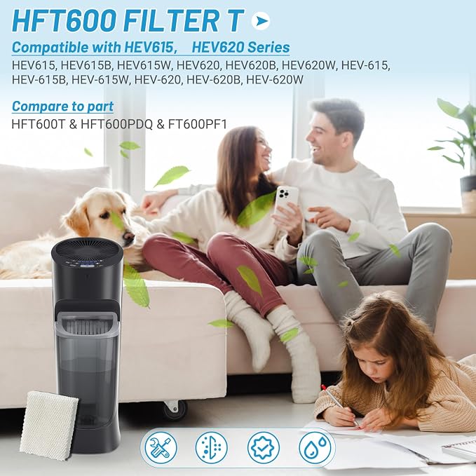4 Pack Humidifier Wicking HFT600 Filters T Compatible with Tower Humidifier HEV615 HEV620, alternate product view 2
