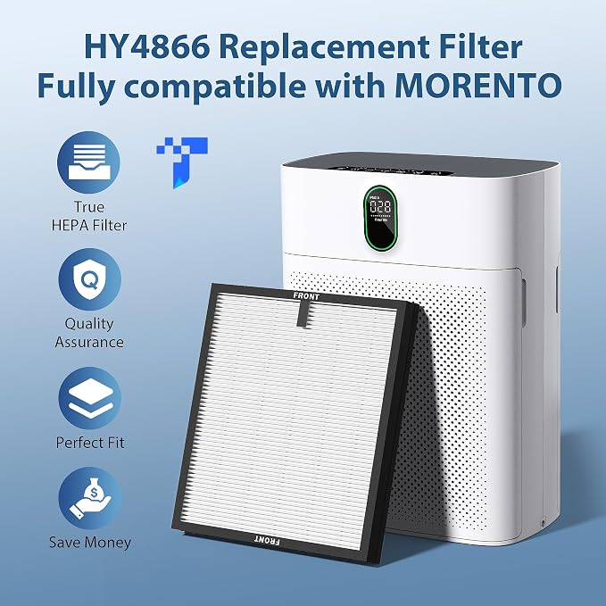 4 Pack HY4866 True HEPA Replacement Filters Compatible with HY4866 Air Purifier, alternate product view 2