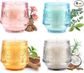 4 Pack Luxury Scented Candles Gift Set - 7oz Soy Wax Candles in Glass Jars, Gifts for Women - Vanilla Coconut, Eucalyptus