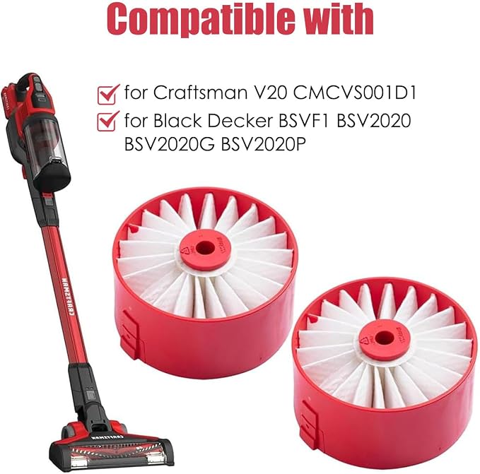 4 Pack N858184 Hepa Filters Compatible with Craftsman V20 Cordless Stick Vacuum CMCVS001D1, for Black & Decker BSVF1 BSV2020