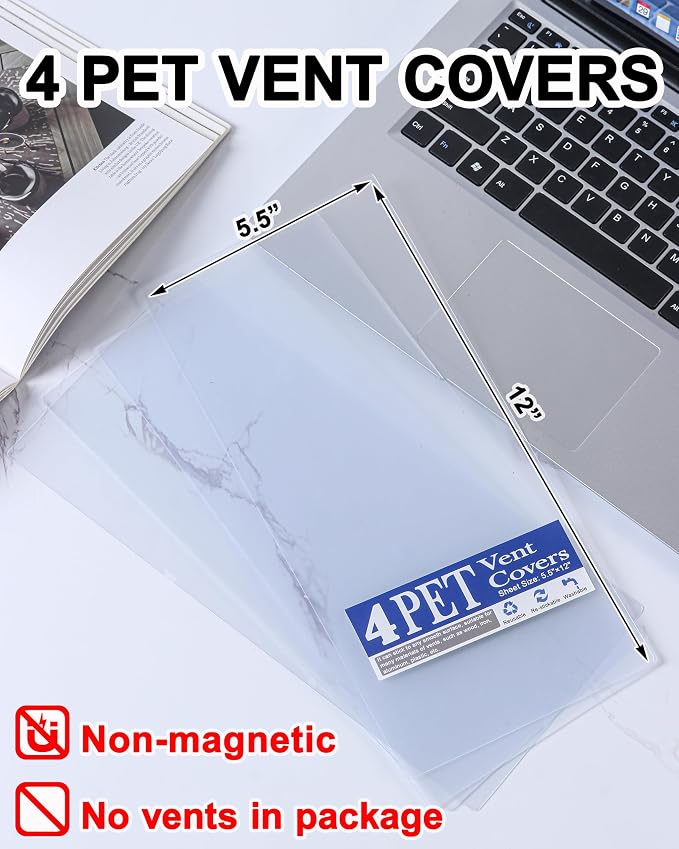 4 Pack PET Vent Covers with Nano Adhesive, 5.5" X 12" for Floor, Wall, Ceiling Vents and Air Registers, for RV, alternate