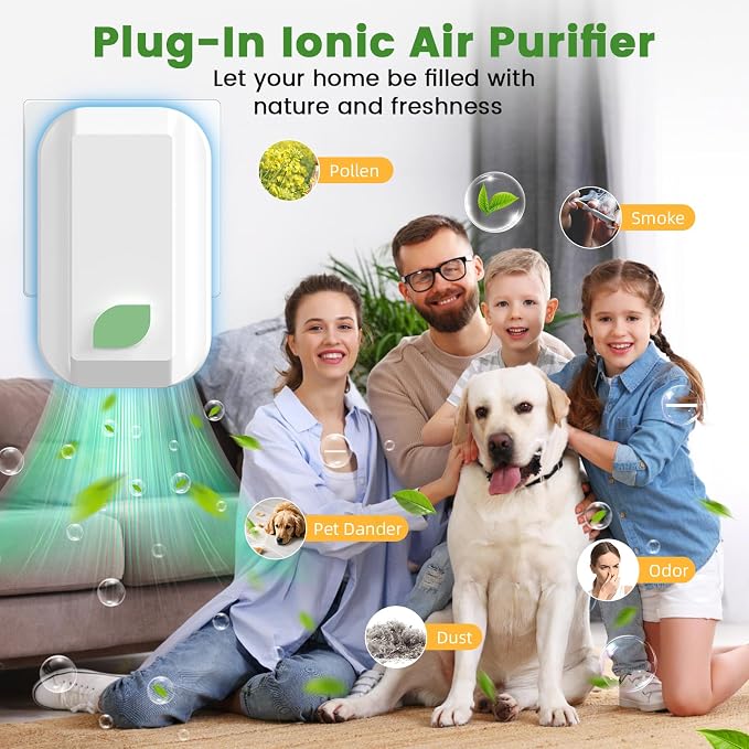 4 Pack Plug In Ionic Air Purifier,Negative Ion Air Purifier for Home Portable Plug-In Air Ionizers for Smoke, Pets Smell