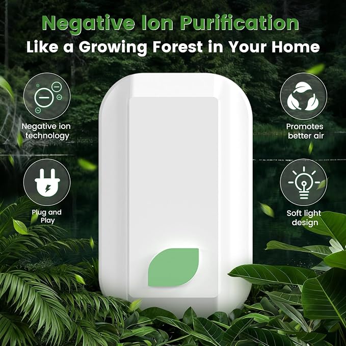 4 Pack Plug In Ionic Air Purifier,Negative Ion Air Purifier for Home Portable Plug-In Air Ionizers for Smoke, Pets Smell