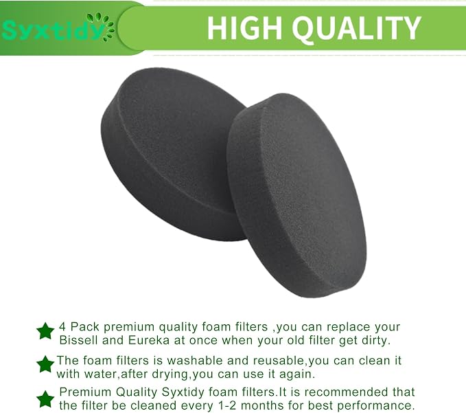 4 Pack Premotor Filter for Powerforce Helix Vacuum 2191, 2190,1700,1797 Foam Filters Replacement,Parts #1608225