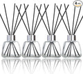 4 Pack Reed Diffuser Bottle Empty Glass Jar 3.52 oz Refillable Essential Oil Bottles with 30pcs Reeds Sticks, product image