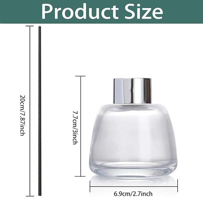 4 Pack Reed Diffuser Bottle Empty Glass Jar 3.52 oz Refillable Essential Oil Bottles with 30pcs Reeds Sticks, alternate