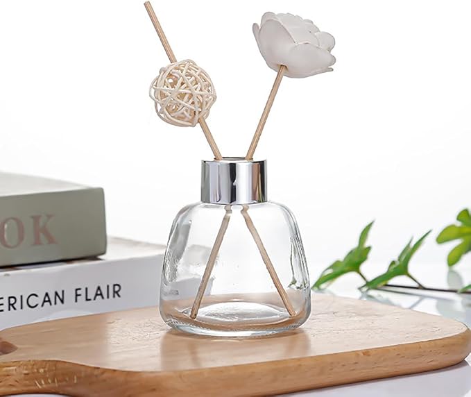 4 Pack Reed Diffuser Bottle Empty Glass Jar 3.52 oz Refillable Essential Oil Bottles with 30pcs Reeds Sticks, alternate