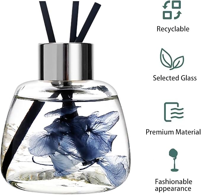 4 Pack Reed Diffuser Bottle Empty Glass Jar 3.52 oz Refillable Essential Oil Bottles with 30pcs Reeds Sticks, alternate