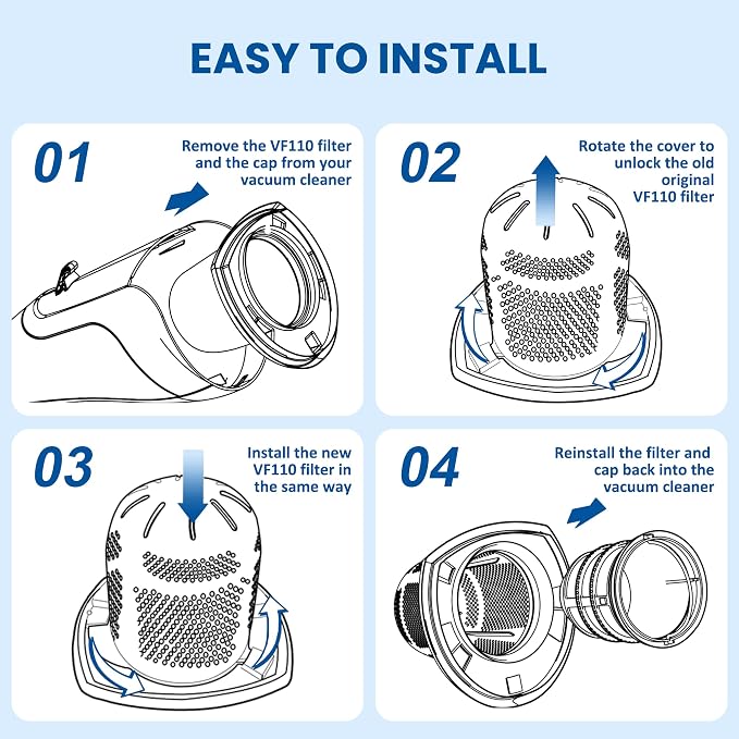 4 Pack Replacement Filter Compatible with Power Tools VF110 Dustbuster Cordless Vacuum CHV1410L CHV9610