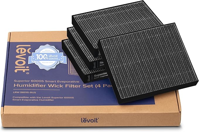 4-Pack Replacement Filters for Superior 6000S Smart Evaporative Humidifier, Captures Large Particles & Minerals, product