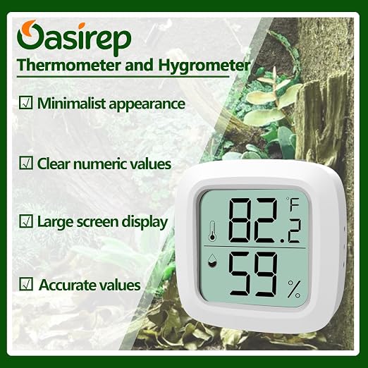 4-Pack Reptile Thermometer and Hygrometer – Digital LCD Temp & Humidity Meter for Bearded Dragon, Snake, Lizard Tanks