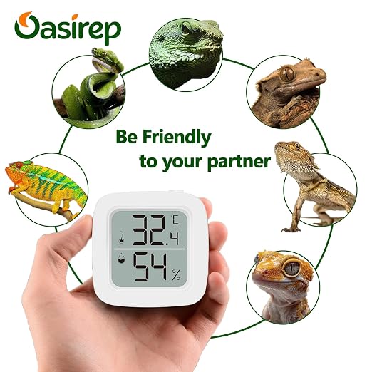 4-Pack Reptile Thermometer and Hygrometer – Digital LCD Temp & Humidity Meter for Bearded Dragon, Snake, Lizard Tanks