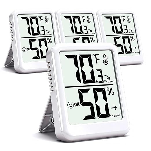 4-Pack Room Thermometer Indoor Hygrometer, Small Digital Temperature and Humidity Monitor Sensor, product image