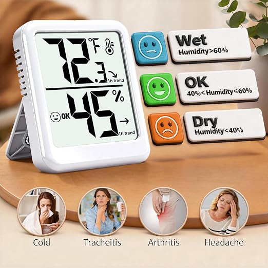4-Pack Room Thermometer Indoor Hygrometer, Small Digital Temperature and Humidity Monitor Sensor, alternate product view 6