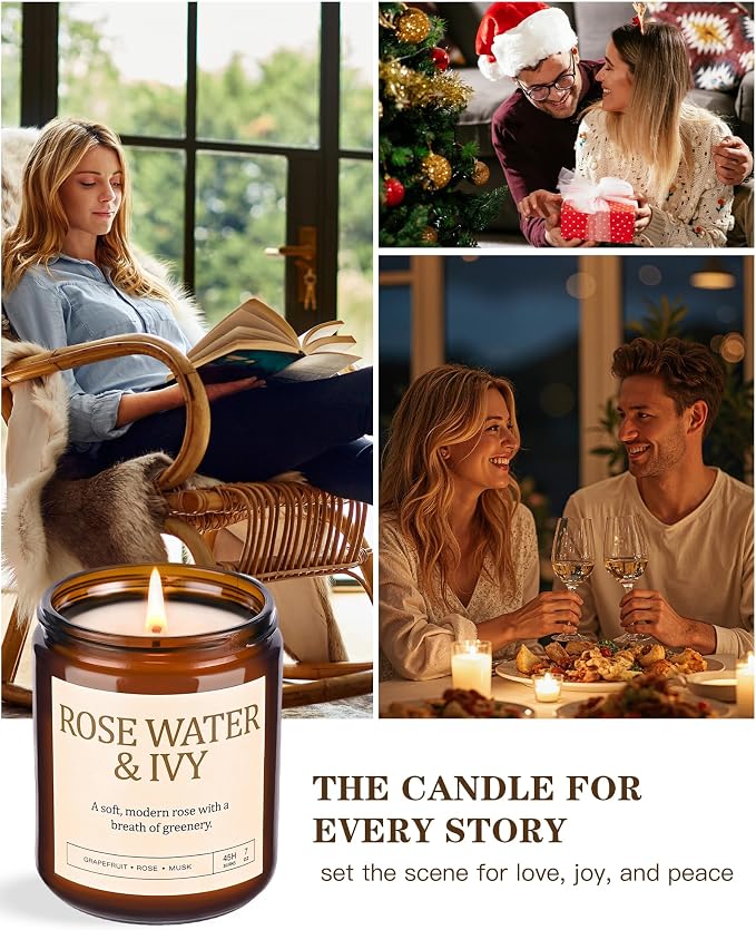 4 Pack Scented Candles for Women: 28oz Natural Soy Candles for Home Scented, Up to 200H Burning, Aromatherapy Candle Set