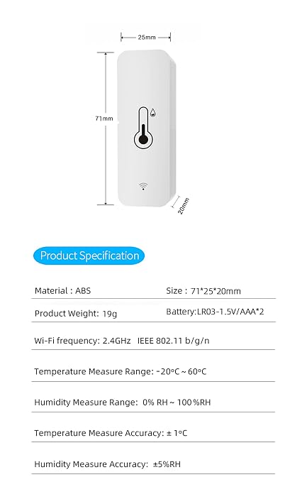 4-Pack WiFi Temperature Humidity Sensor: Indoor Thermometer Hygrometer with App Alert, Free Data Storage Export, alternate