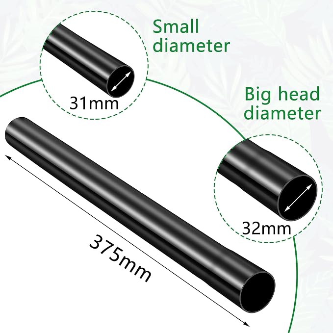 4 Pcs 1.25 Inch Vacuum Extension Wand 32mm Black Vacuum Attachments Wand Cleaner Replacement Extension Tubes Accessories and