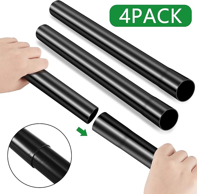 4 Pcs 1.25 Inch Vacuum Extension Wand 32mm Black Vacuum Attachments Wand Cleaner Replacement Extension Tubes Accessories and