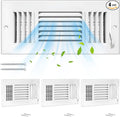 4 Pcs 12x4 Inch Air Vent Covers - 3-Way Solid Metal Wall & Ceiling Register, Return Air Vent (White, Interior Size 12 x 4)