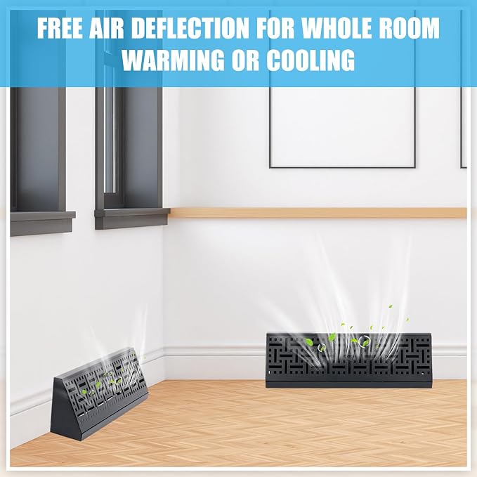 4 Pcs 18 Inch Baseboard Register Vent Covers, Black Heavy Duty Steel Air Diffuser with Adjustable Lever for, alternate view 5