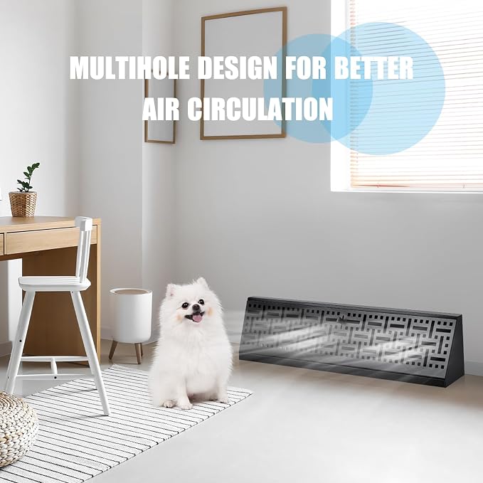 4 Pcs 18 Inch Baseboard Register Vent Covers, Black Heavy Duty Steel Air Diffuser with Adjustable Lever for, alternate view 6
