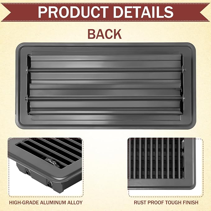 4 Pcs 4" x 12" Floor Register Vent Covers Heavy Duty Steel Walkable Floor Vents with Adjustable Airflow Curved Safe Edges and