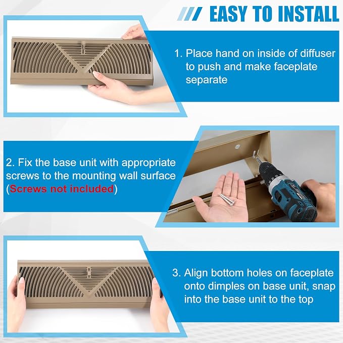 4 Pcs Baseboard Register Vent 15 Inch Duct Opening Size Baseboard Vent Covers Baseboard Diffuser Adjustable, alternate view 4