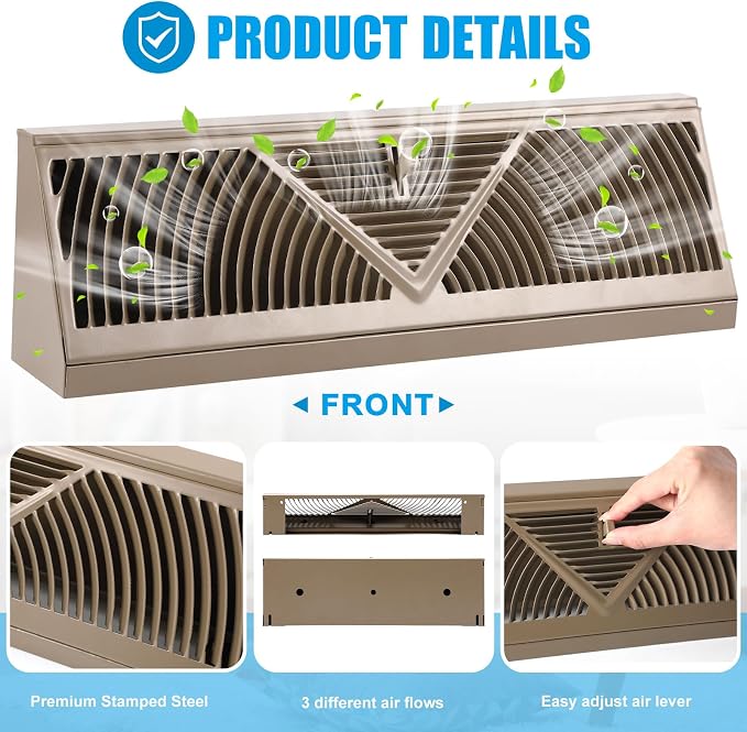 4 Pcs Baseboard Register Vent 18 Inch Duct Opening Size Baseboard Vent Covers Baseboard Diffuser Adjustable Corner Baseboard